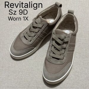 Revitalign “Dara” Slip On Sneakers-Sz 9D-Worn 1X-Taupe Canvas/Leather Uppers
